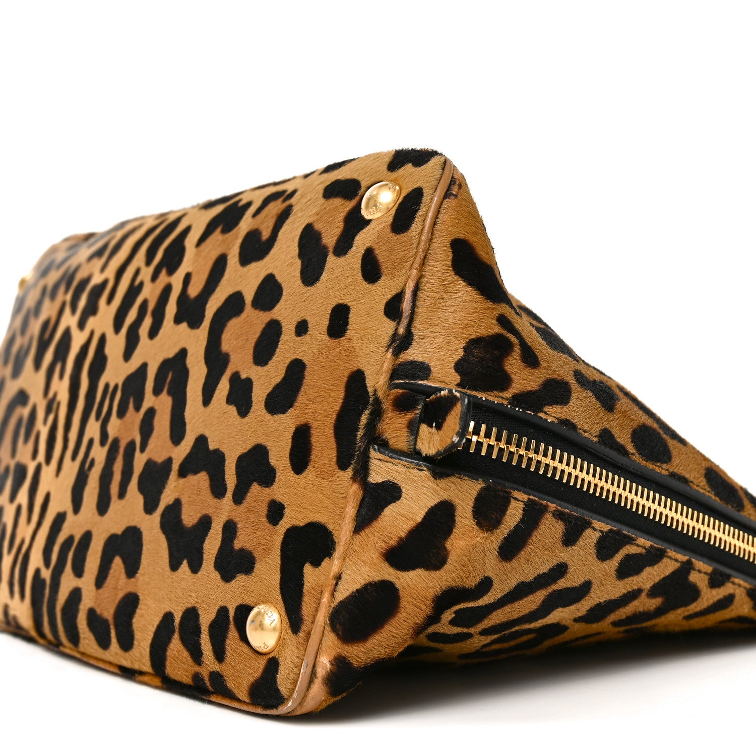 Prada Pony Hair Leopard Print Large Cavallino Miele Moro 8 of 9