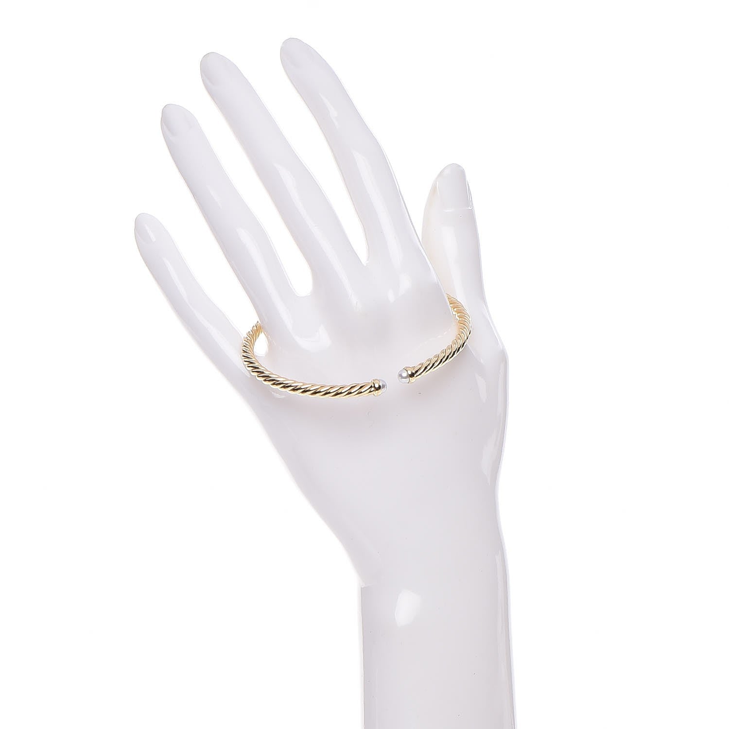 David Yurman 18K Yellow Gold Pearl 4mm Cablespira Bracelet 2 of 5