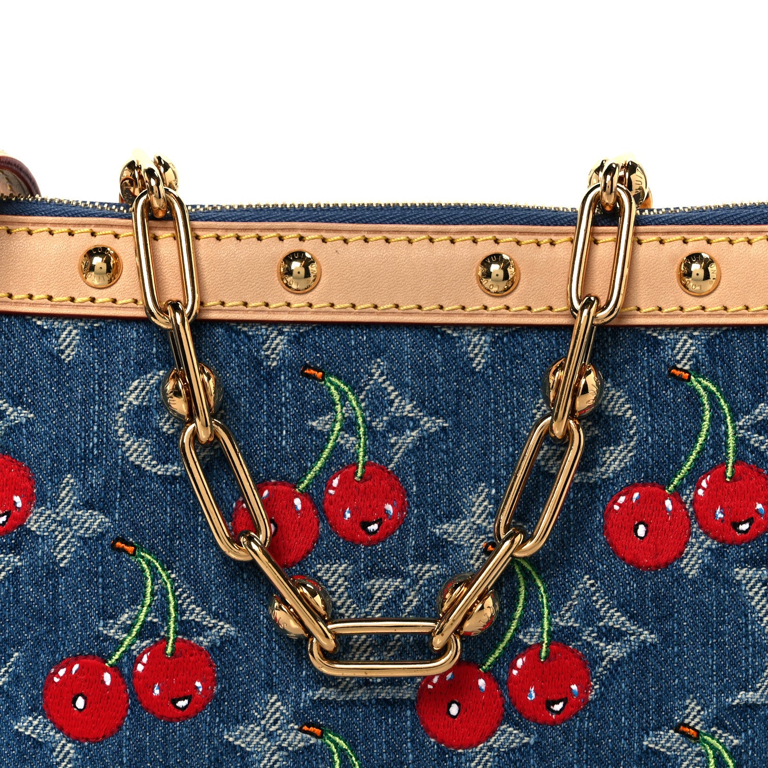 Louis Vuitton LV X TM Monogram Denim Cerises Pochette Accessories Blue 8 of 10