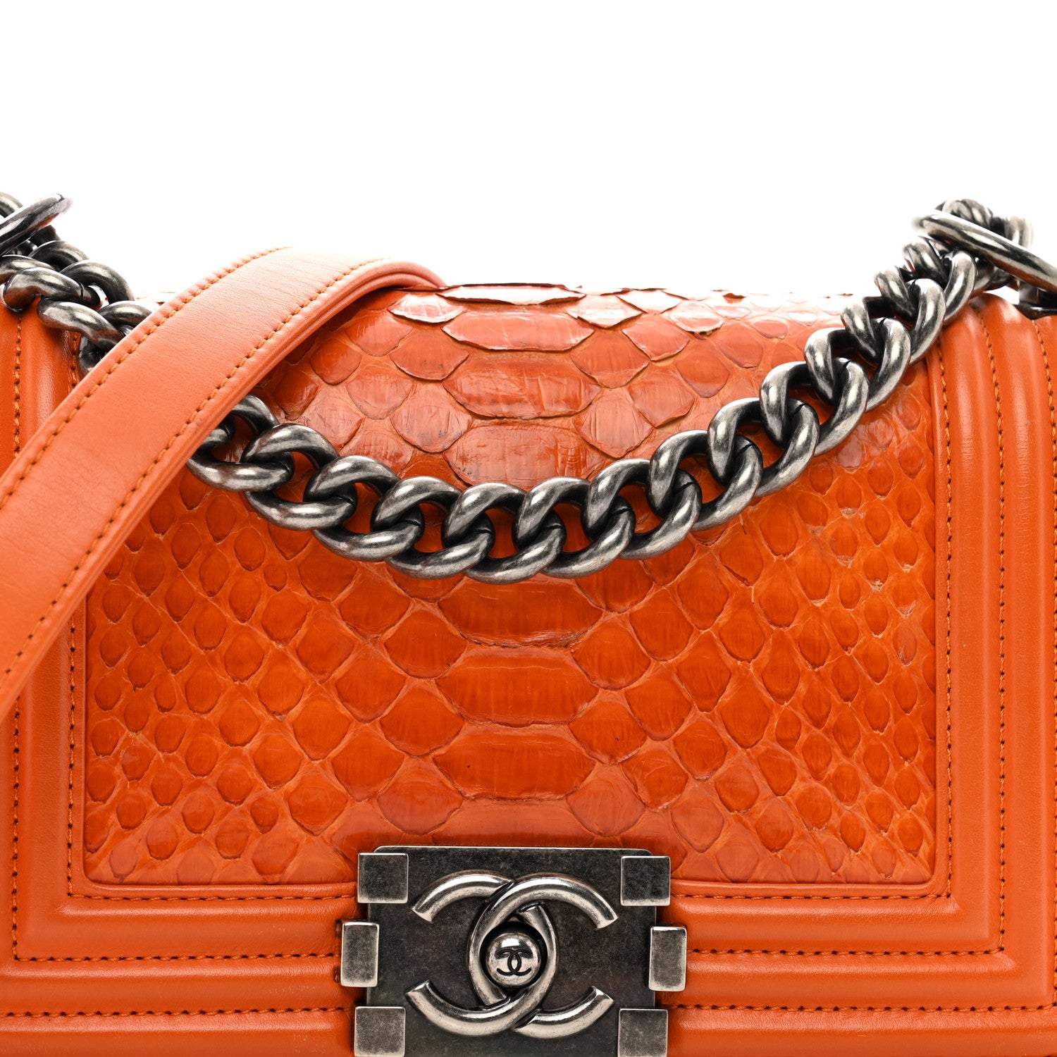 Chanel Snakeskin Small Boy Flap Orange 5 of 11