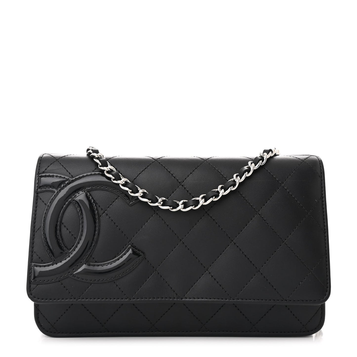 Calfskin Quilted Cambon Wallet on Chain WOC Black