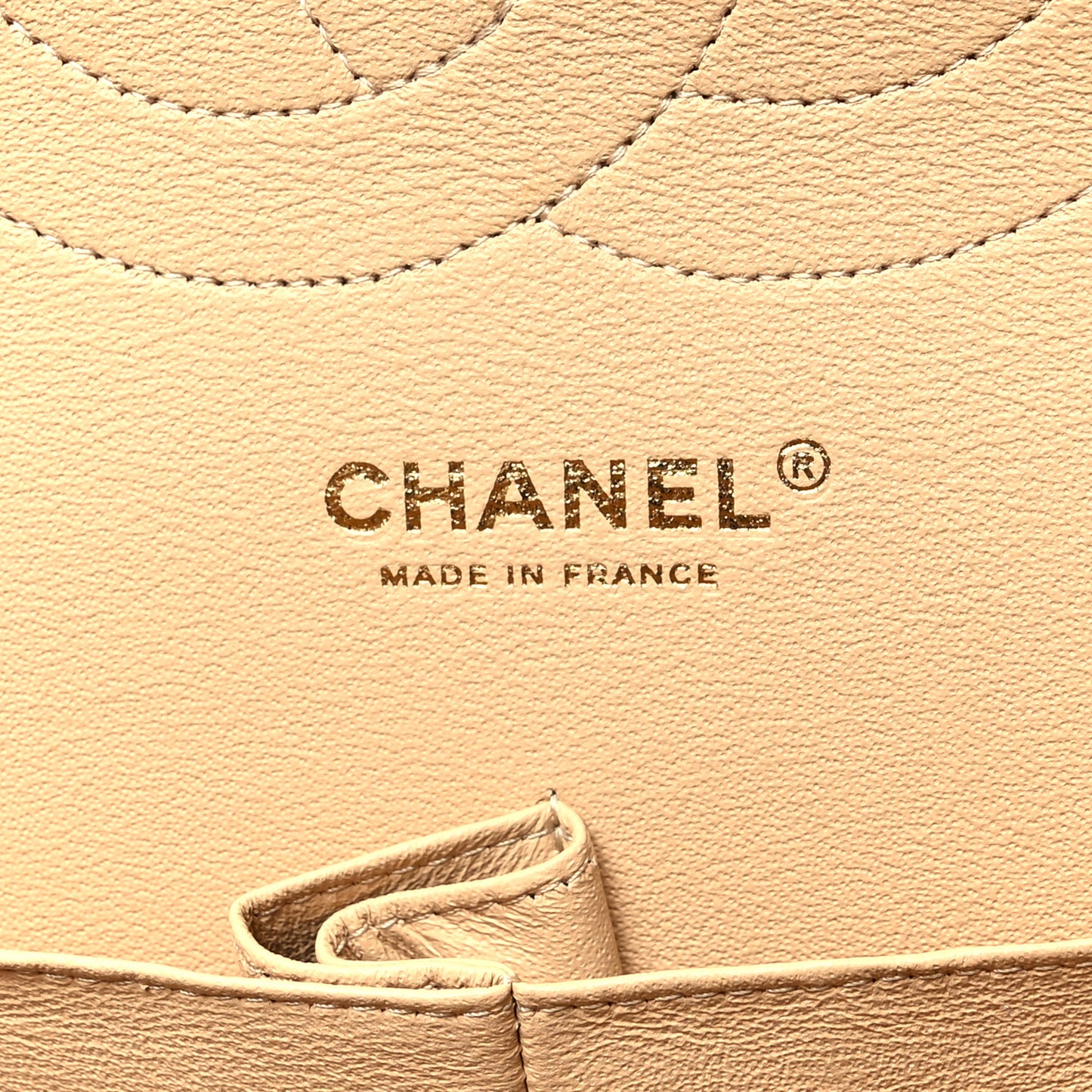 Caviar Quilted Jumbo Double Flap Light Beige