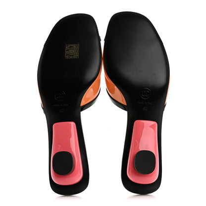 Chanel Patent Calfskin Mules 37.5 Orange Black 6 of 12