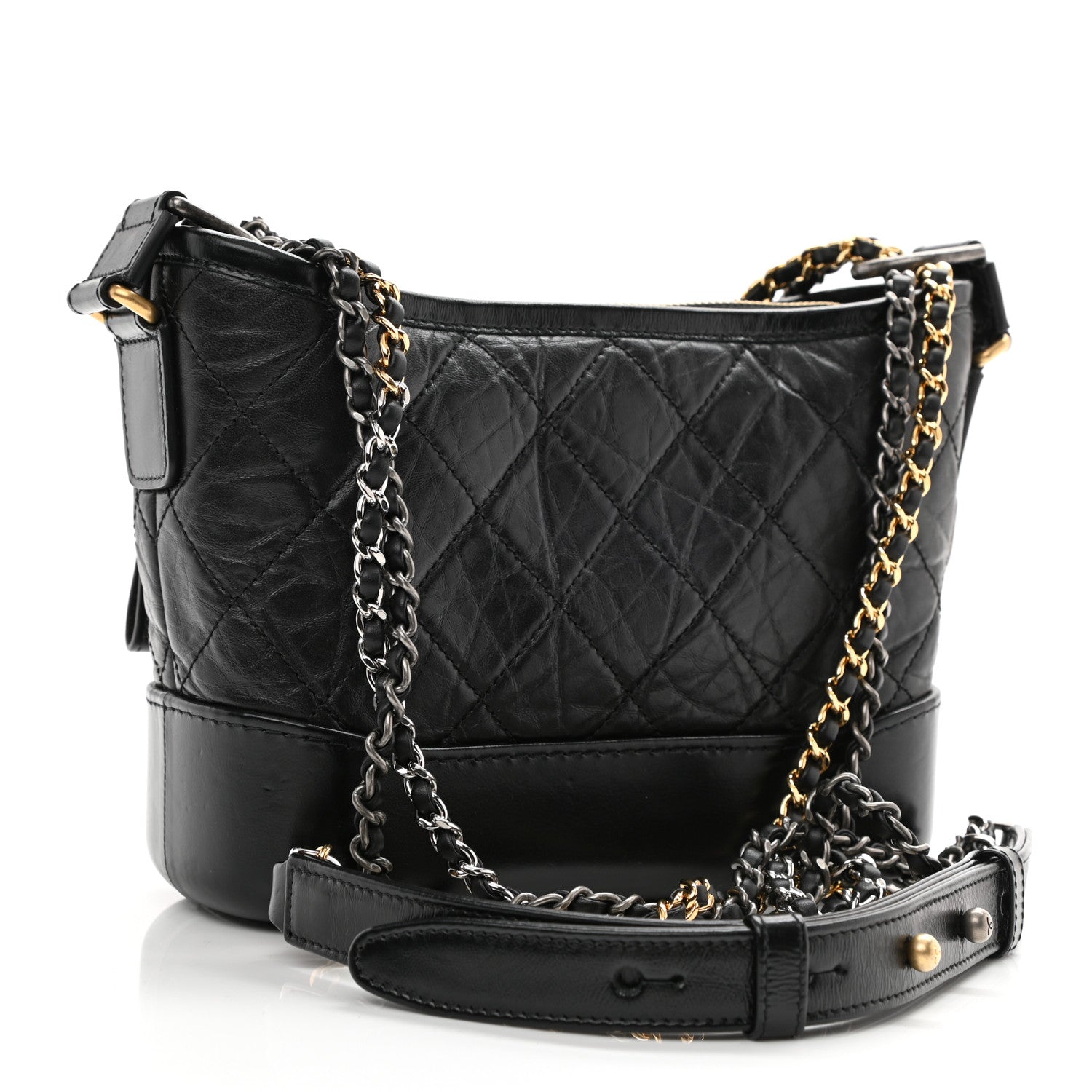 Chanel Aged Calfskin Quilted Small Gabrielle Hobo Black 3 of 10