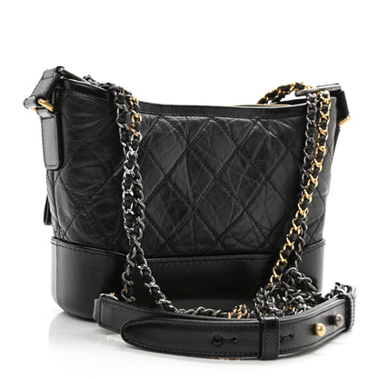Chanel Aged Calfskin Quilted Small Gabrielle Hobo Black 3 of 10