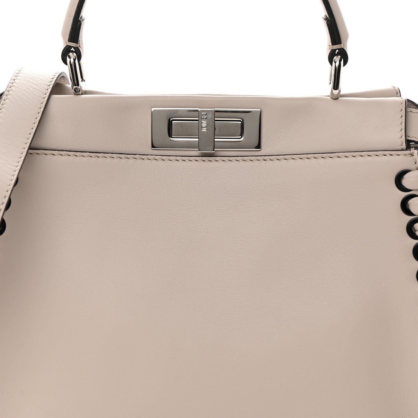 Vitello Seta Lace Up Medium Peekaboo Iconic Satchel Grigio Polvere