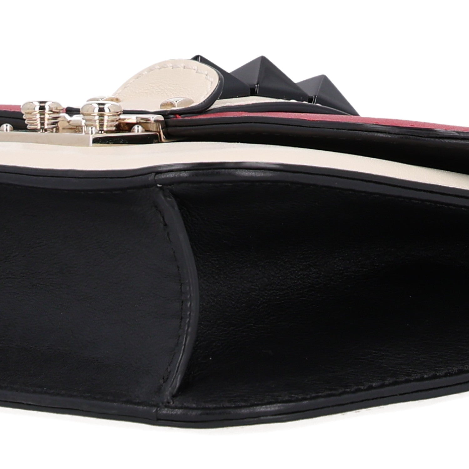 Valentino Garavani Vitello Small Glam Lock Rockstud Flap Red Ivory Black 9 of 9