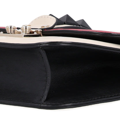 Valentino Garavani Vitello Small Glam Lock Rockstud Flap Red Ivory Black 9 of 9