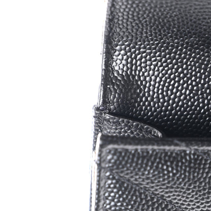Saint Laurent Grain De Poudre Matelasse Chevron Small Monogram Envelope Wallet Black 8 of 8