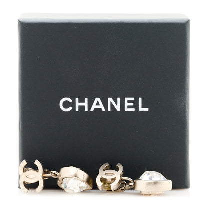 Chanel Crystal Heart CC Drop Clip On Earrings Silver 6 of 6