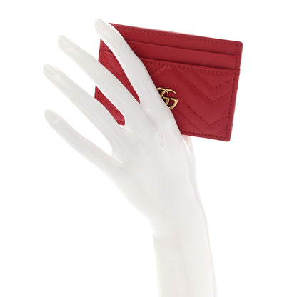 Gucci Calfskin Matelasse GG Marmont Card Holder Hibiscus Red 2 of 10
