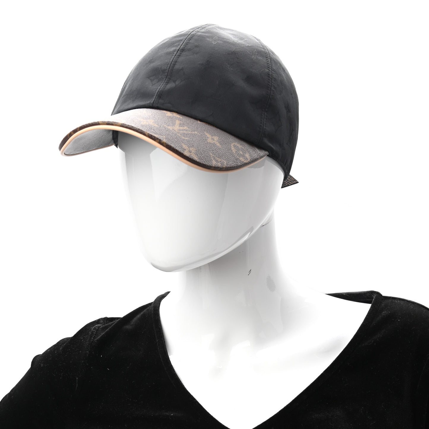 Polyester Silk Monogram LV Get Ready Cap L Black