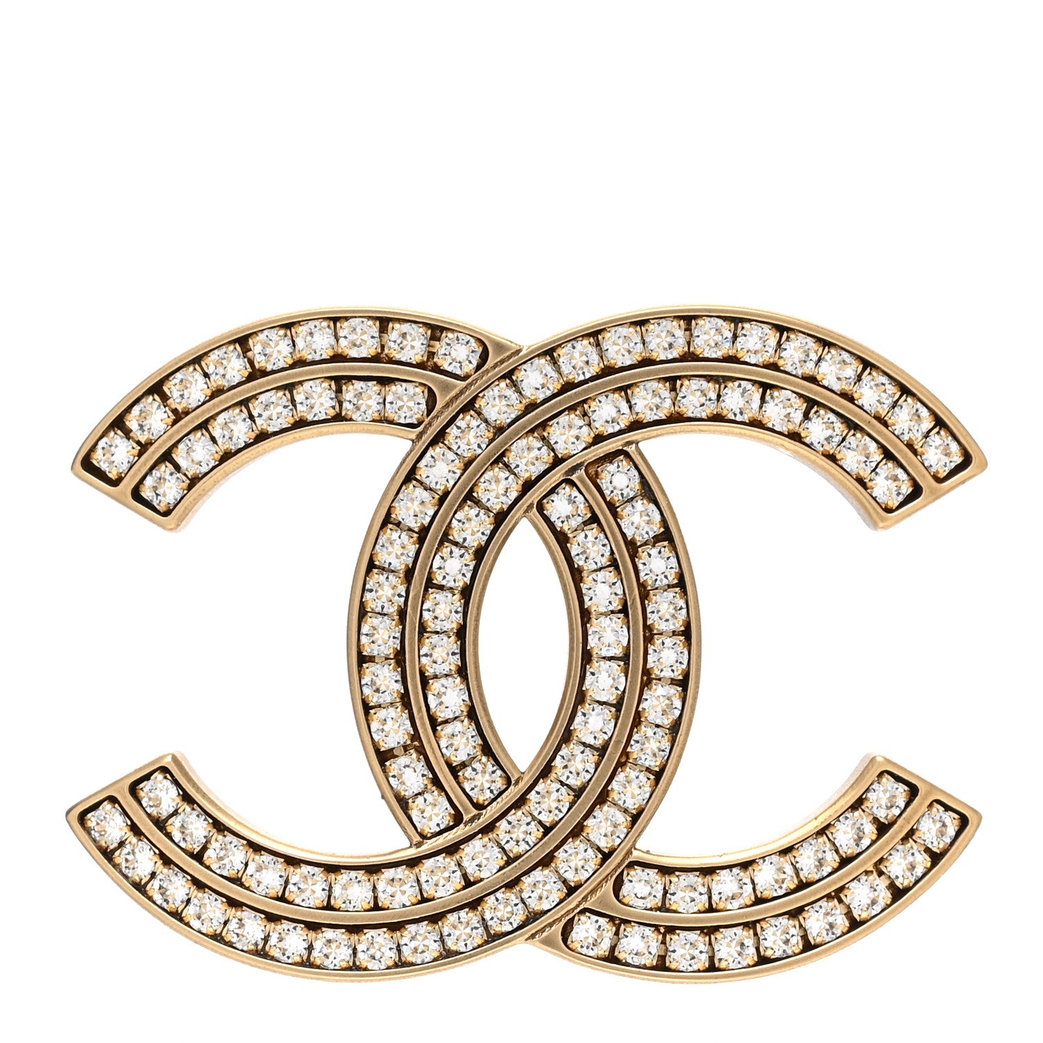 Chanel Crystal CC Brooch Gold 1 of 4