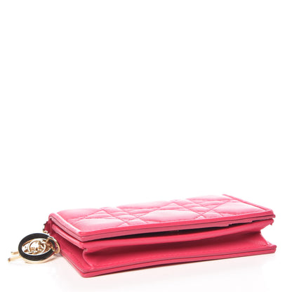 Christian Dior Lambskin Cannage Small Lady Dior Flap Card Holder Pink 4 of 9