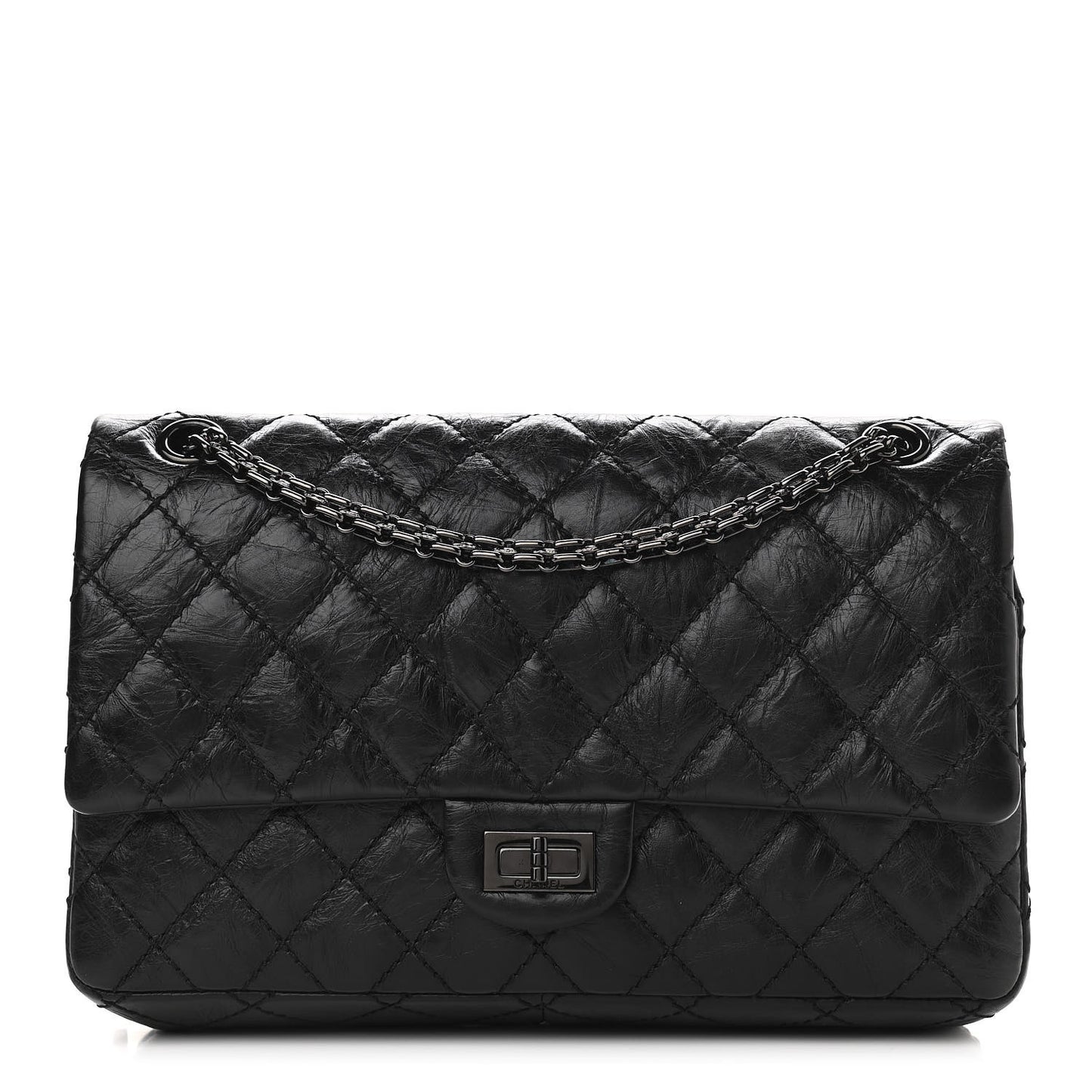 Aged Calfskin Quilted 2.55 Reissue 226 Flap So Black