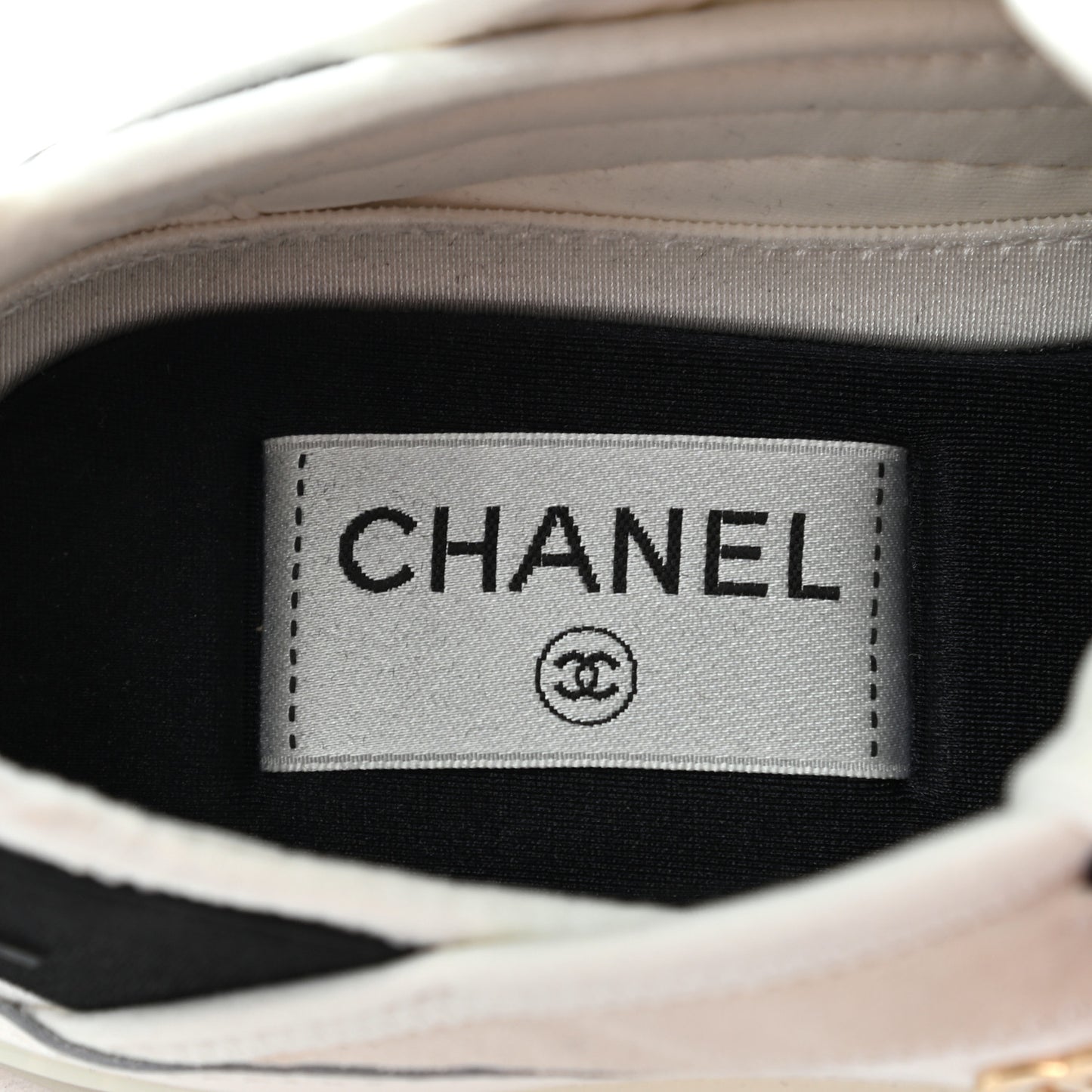 Velvet Calfskin Mixed Fibers CC Sneakers 37 Ivory Black