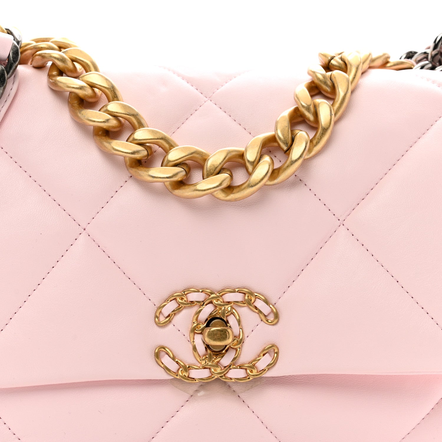 Chanel Lambskin Quilted Large Chanel 19 Flap Light Pink 5 of 13