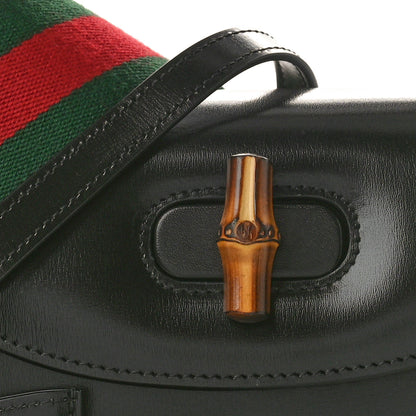 Gucci Boarded Dyana Lux Calfskin Web Small Bamboo 1947 Top Handle Bag Black 9 of 12