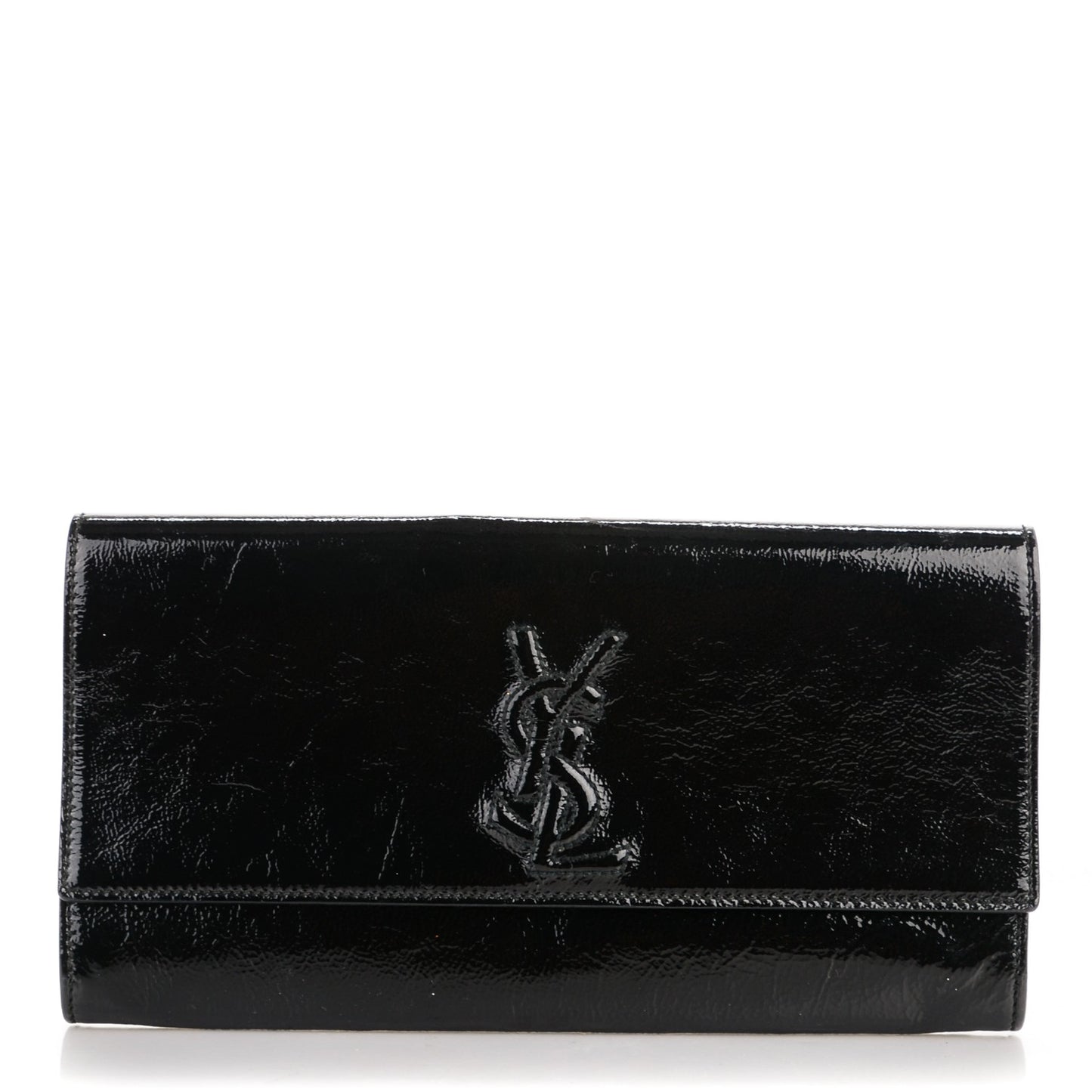 Textured Patent Monogram Small Belle De Jour Clutch Black