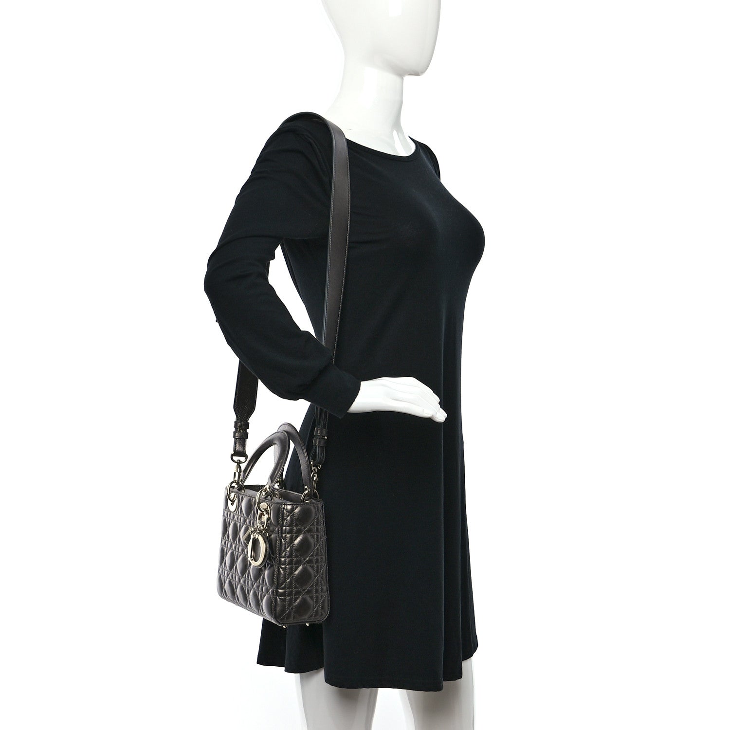 Christian Dior Lambskin Cannage Small My ABCDior Lady Dior Metallic Grey 2 of 12