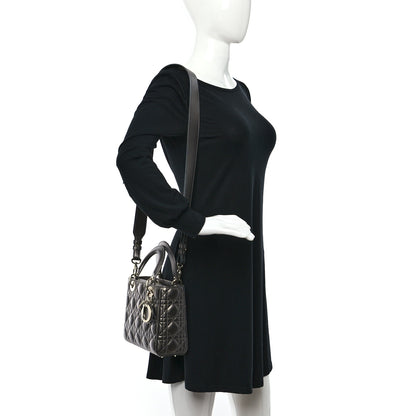 Christian Dior Lambskin Cannage Small My ABCDior Lady Dior Metallic Grey 2 of 12