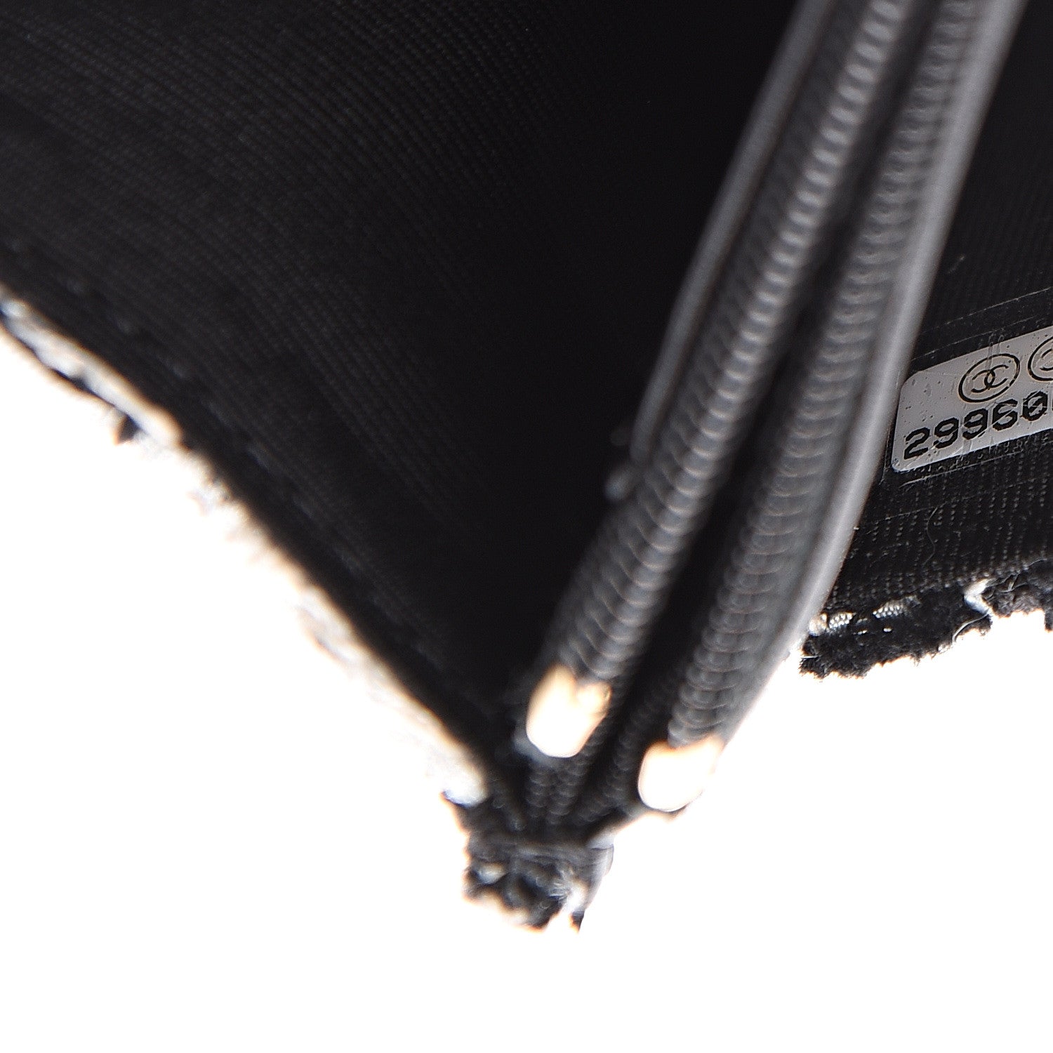 Chanel Tweed Quilted Wallet On Chain WOC Black Ecru White 7 of 9