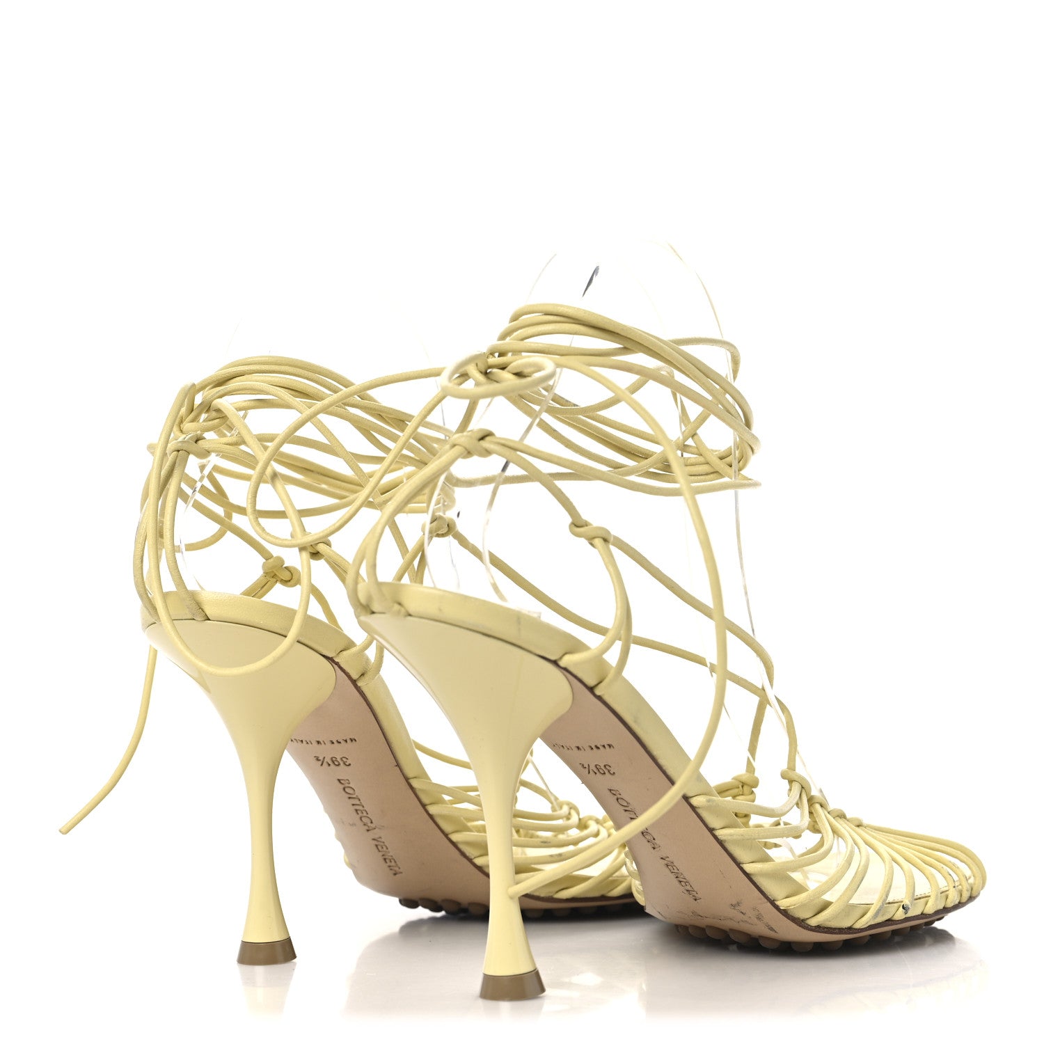 Bottega Veneta Nappa Dot Ankle Tie Sandals 39.5 Moon Beam 5 of 12