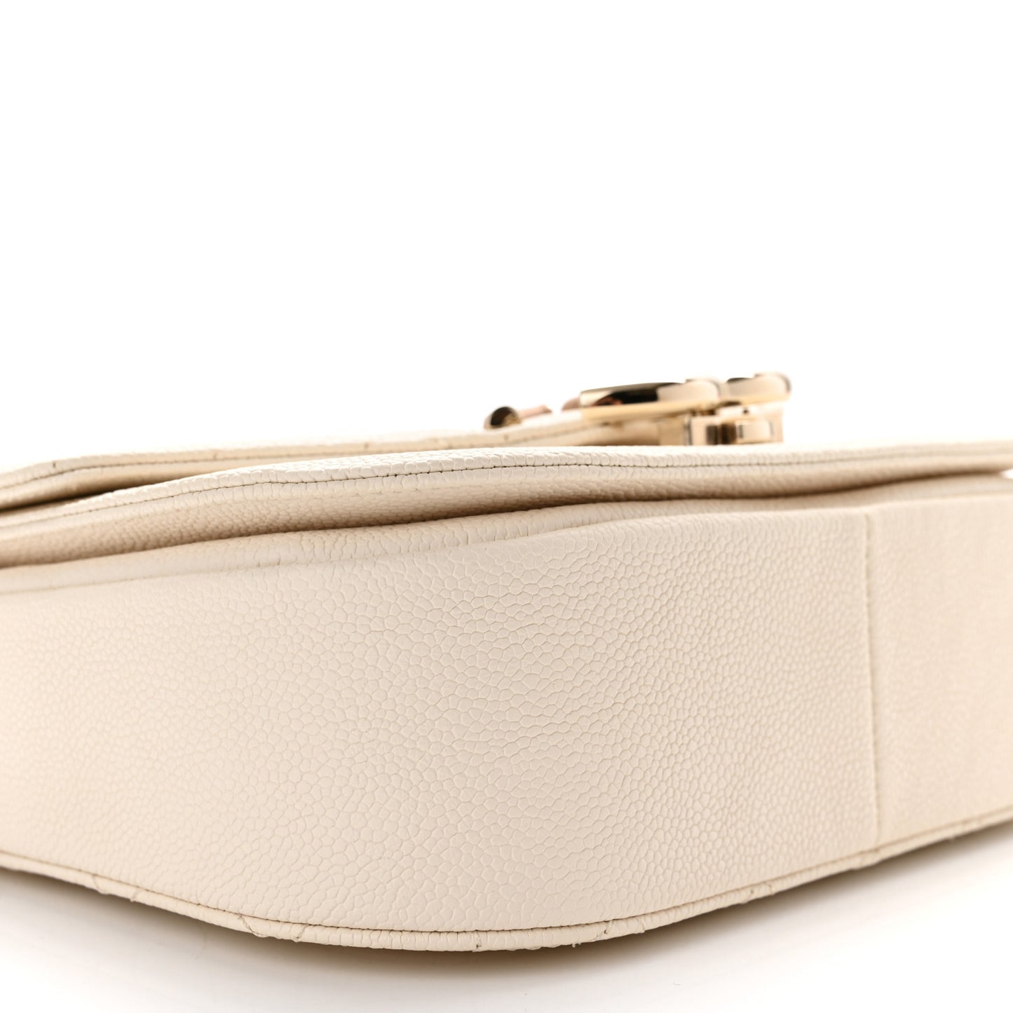 Grained Calfskin Quilted Small Cuba Top Handle Flap White