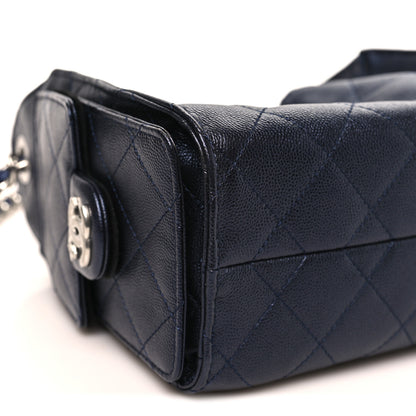 Chanel Metallic Caviar Quilted Mini Chanel 25 Handbag Dark Blue 9 of 11