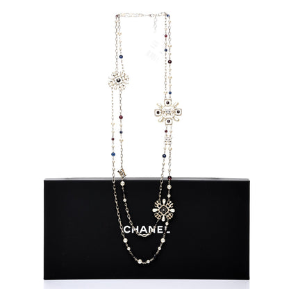 Chanel Metal Resin Gripoix Pearl CC Necklace Red Blue 7 of 7