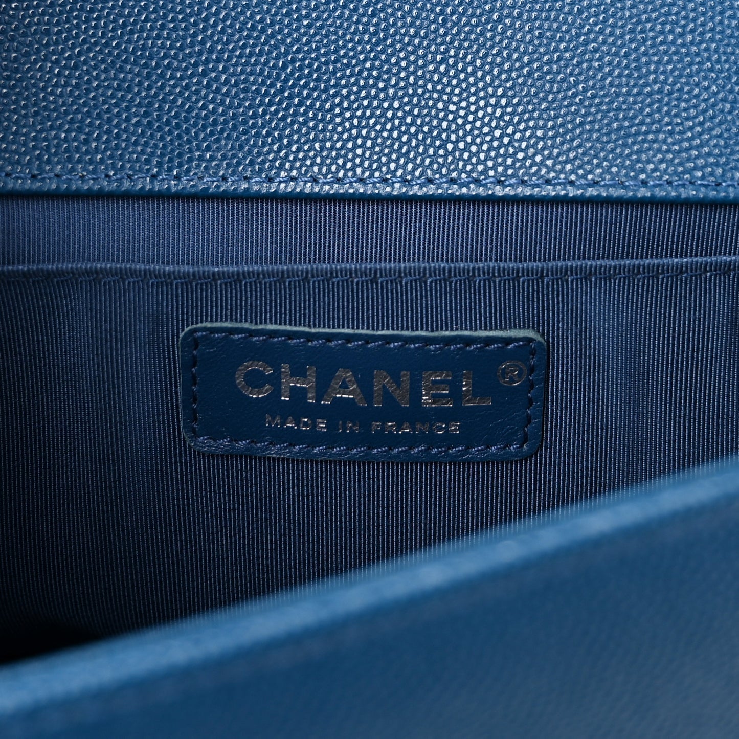 Caviar Quilted Medium Boy Flap Blue