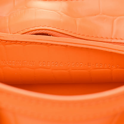 Balenciaga Semi Shiny Calfskin Crocodile Embossed Neo Classic Silver Hardware Mini City Orange 7 of 11