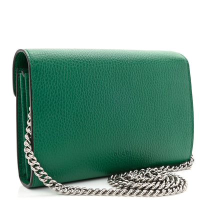 Gucci Calfskin Mini Dionysus Chain Wallet Emerald 3 of 11