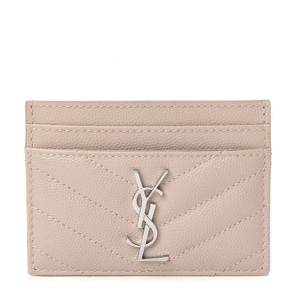 Saint Laurent Grain De Poudre Matelasse Chevron Monogram Credit Card Case Rose Poudre 1 of 7