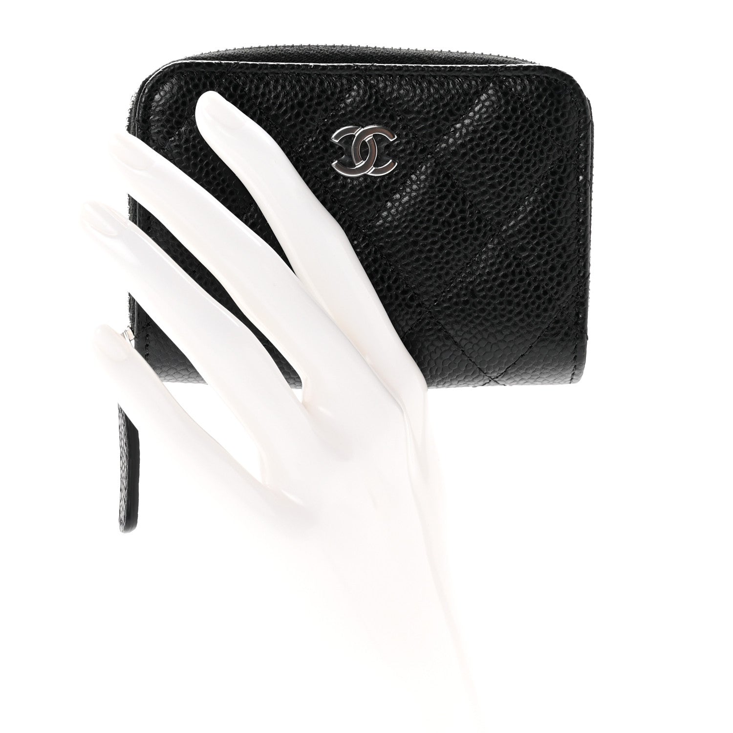 Chanel Caviar Quilted Zip Coin Purse Black 2 of 7