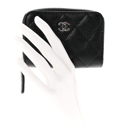 Chanel Caviar Quilted Zip Coin Purse Black 2 of 7