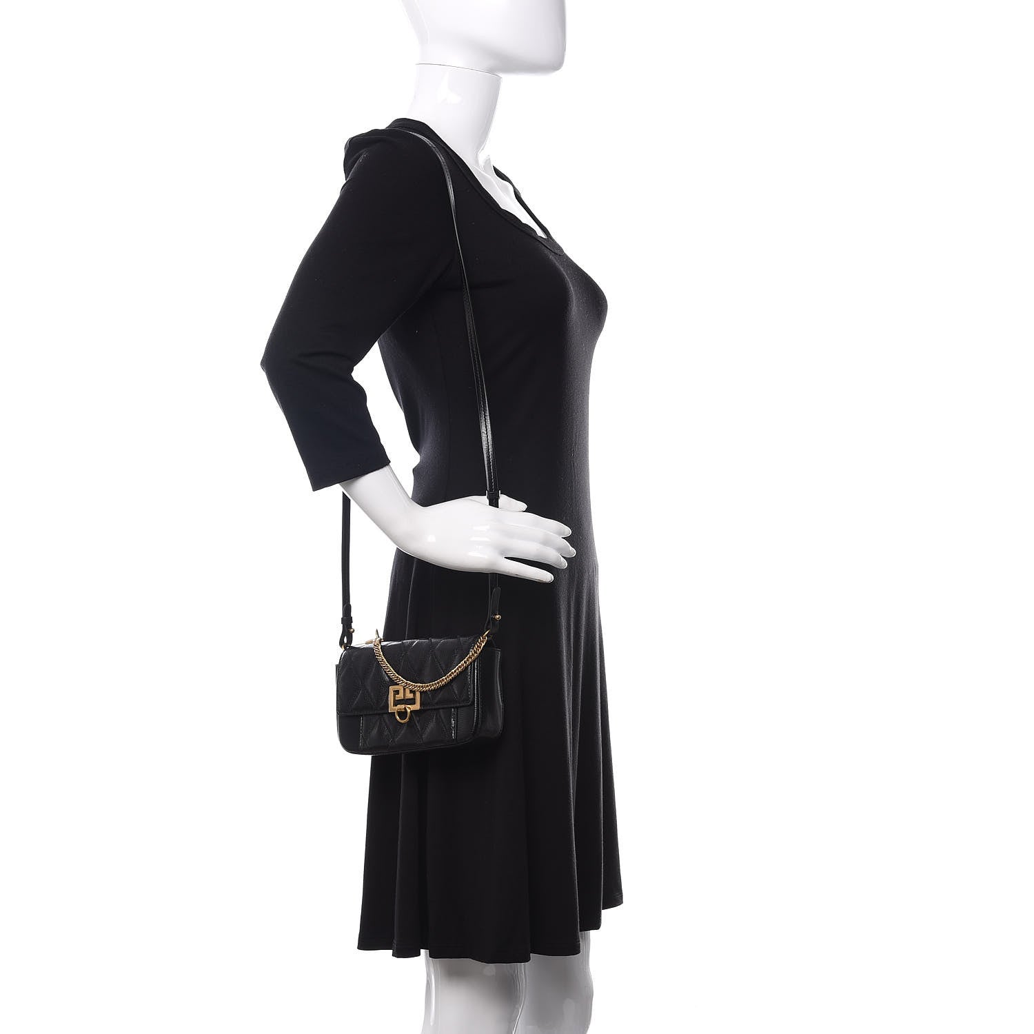 Givenchy Goatskin Quilted GV3 Mini Pocket Convertible Bag Black 2 of 11