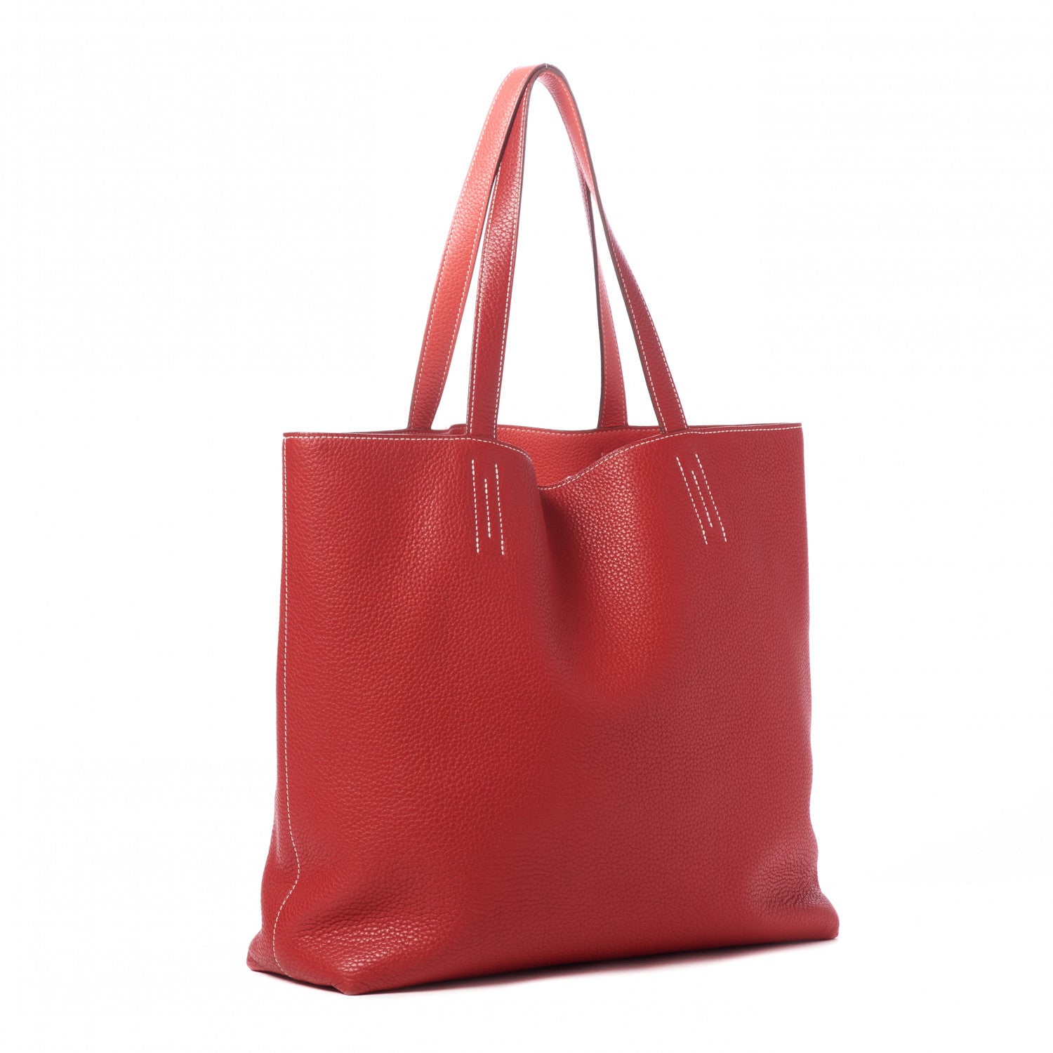 Hermes Taurillon Clemence Double Sens 45 Reversible Tote Rouge Casaque Rose Jaipur 2 of 8