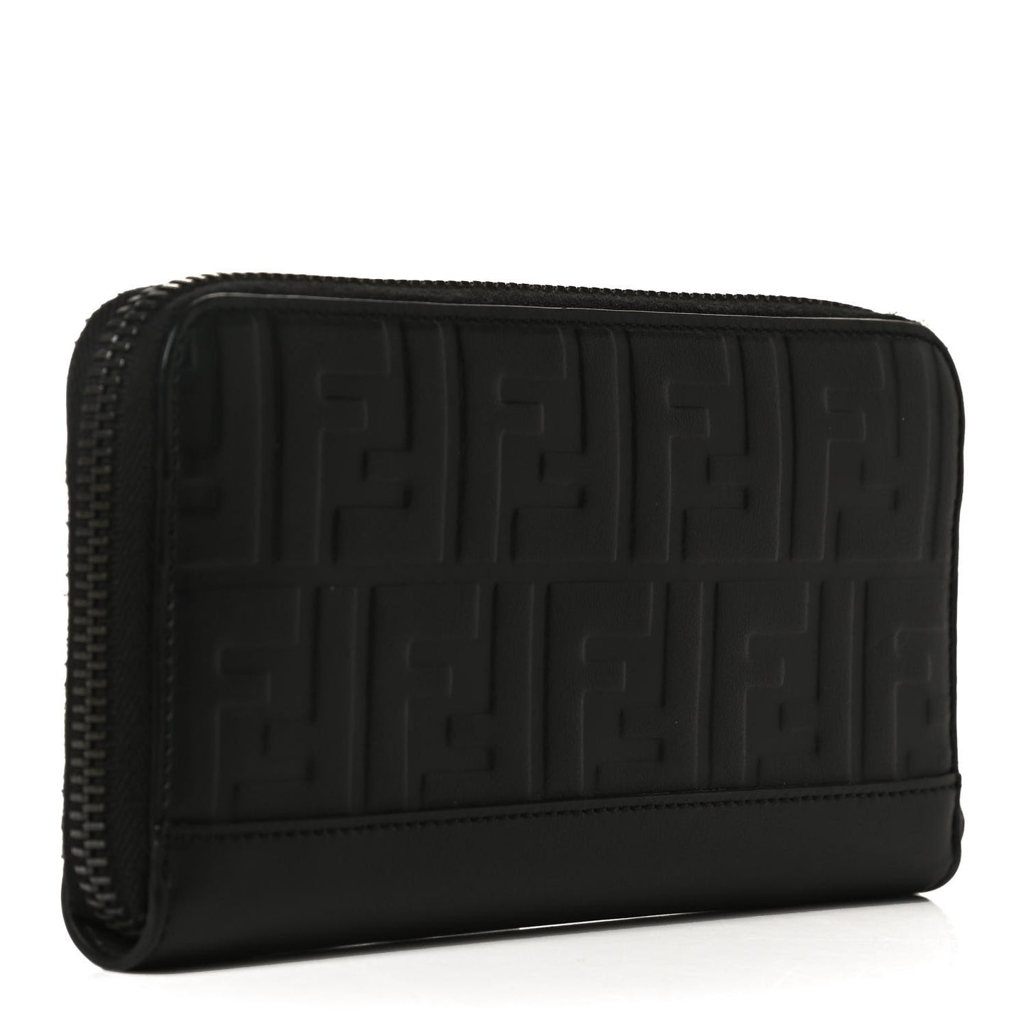 Vitello Grace FF 1974 Embossed Zip Around Wallet Black