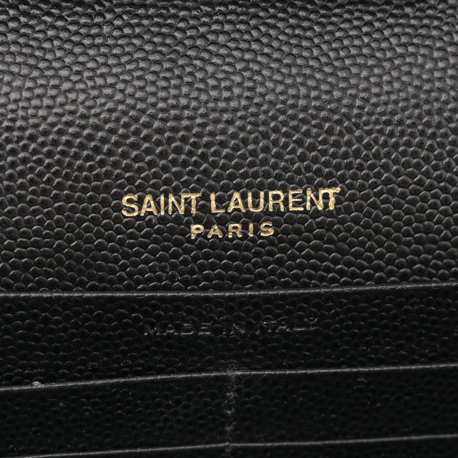 Saint Laurent Grain De Poudre Matelasse Chevron Monogram Chain Wallet Black 7 of 12