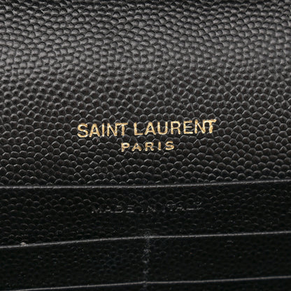 Saint Laurent Grain De Poudre Matelasse Chevron Monogram Chain Wallet Black 7 of 12