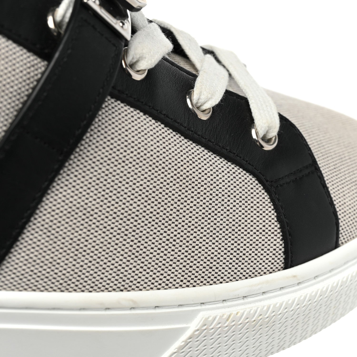 Hermes Calfskin Canvas Day Sneakers 41.5 Black White 10 of 12