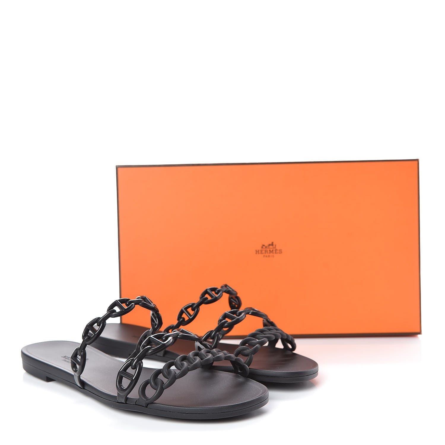 Hermes Rubber Chaine d'Ancre Rivage Sandals 36 Black 8 of 8