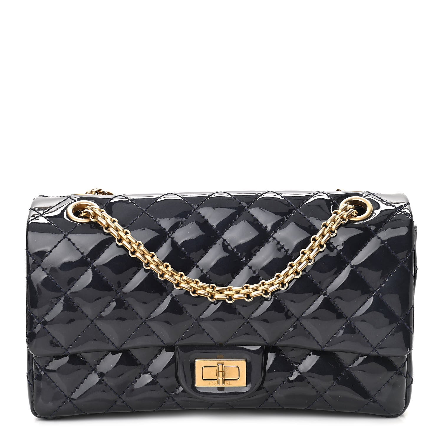 Chanel Patent Quilted Accordion Reissue 2.55 Flap Navy 1 of 11