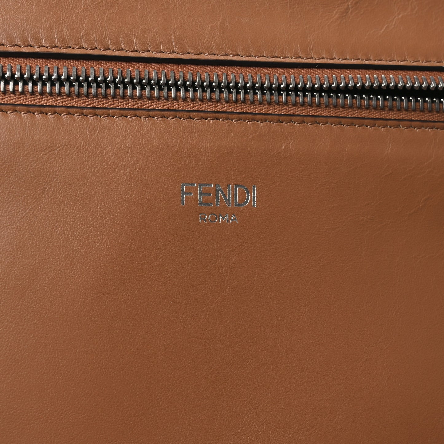 Cuoio Romano Vitello Cover Glazed Fabric Bi-Color FF 1974 Medium Peekaboo I SEE U Satchel Ghianda Saddler Tobacco Moro