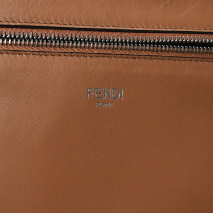 Fendi Cuoio Romano Vitello Cover Glazed Fabric Bi-Color FF 1974 Medium Peekaboo I SEE U Satchel Ghianda Saddler Tobacco Moro 6 of 9