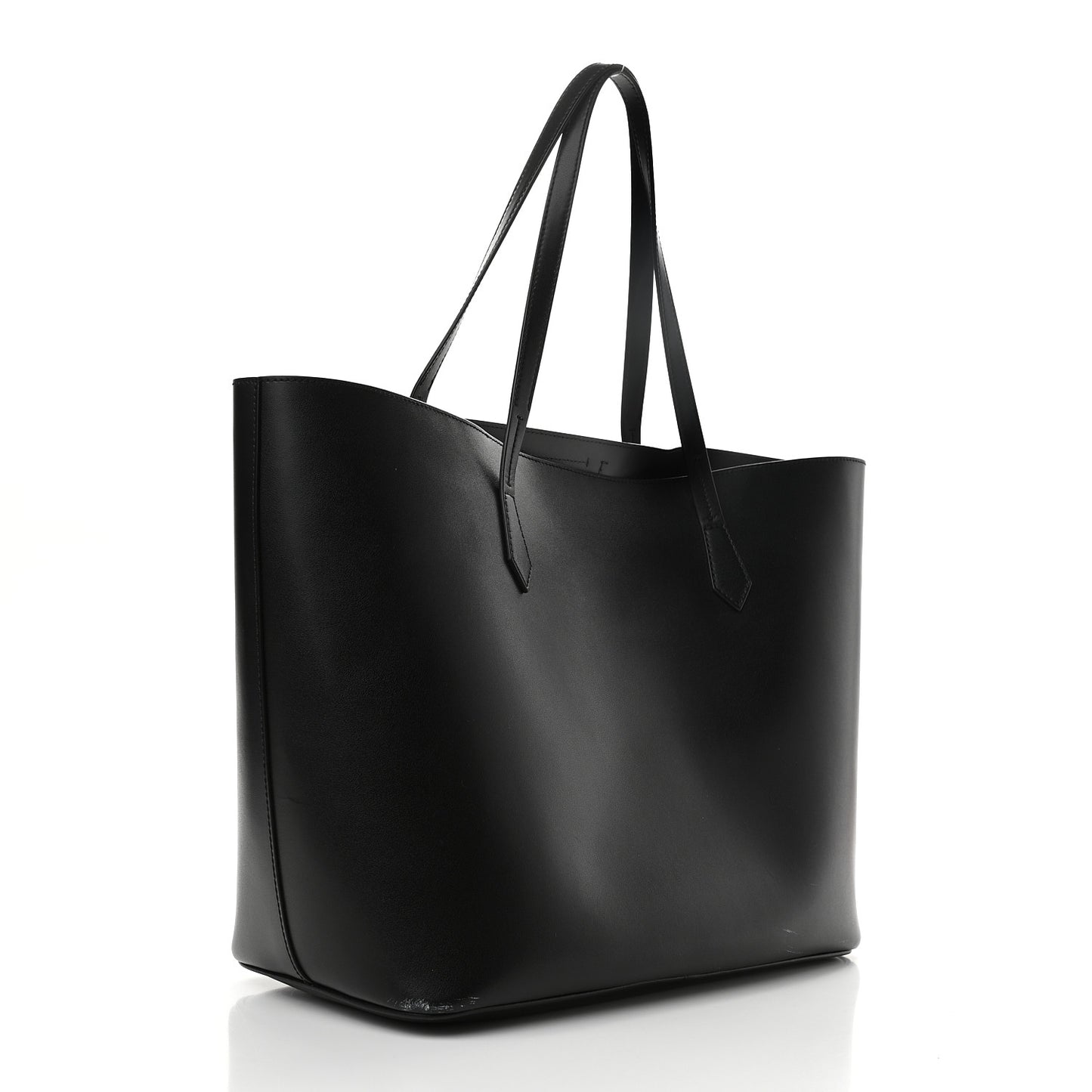 Smooth Calfskin Wing Logo Shopper Tote Black White