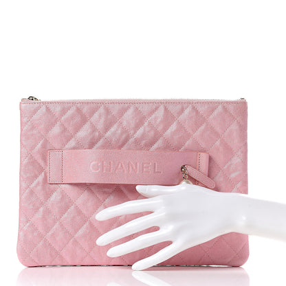 Chanel Iridescent Caviar Medium Night by the C Pouch Clutch Rose Pink 2 of 8