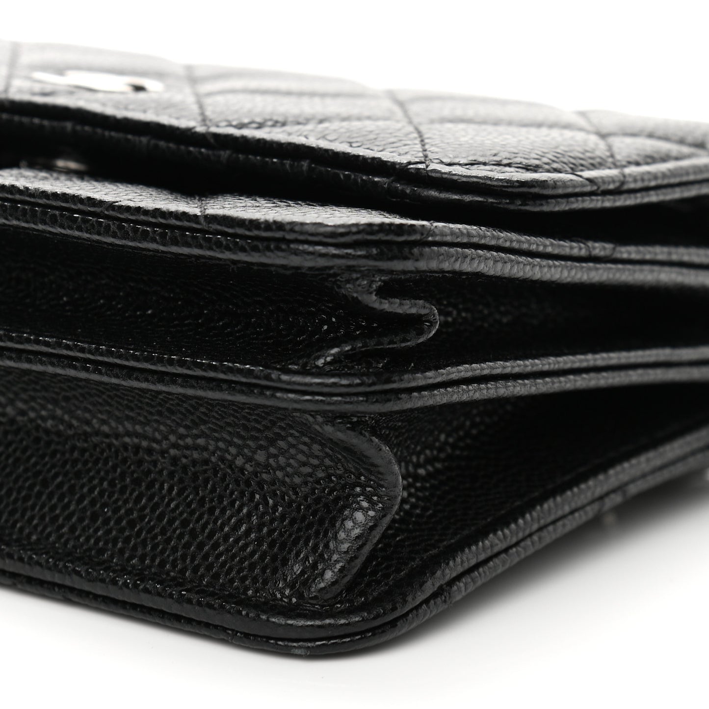 Caviar Quilted Mini Wallet On Chain WOC Black