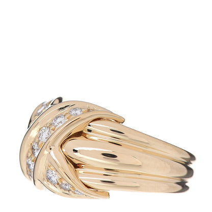 Tiffany 18K Yellow Gold Diamond Large Signature X Ring 50 5.25 3 of 5